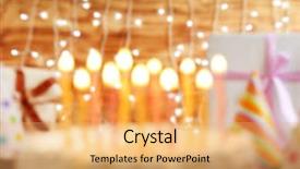  Presentation with birthday cake and candle - Colorful PPT theme enhanced with coat many colors - blurred birthday cake with candles backdrop and a yellow colored foreground