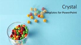  Presentation with bowl - Slide set having coat many colors - delicious colorful candies in bowl background and a  colored foreground