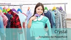  Presentation with new baby girl - PPT theme with coat many colors - little girl trying background and a light blue colored foreground