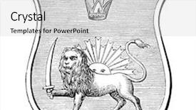  Presentation with persia - Colorful slide set enhanced with coat of arms of persia backdrop and a light gray colored foreground