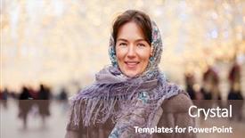  Presentation with mink whale - Audience pleasing presentation design consisting of coat on a red square backdrop and a violet colored foreground