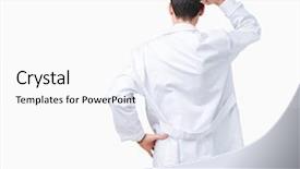  Presentation with scientist - Theme consisting of coat over isolated background backwards background and a white colored foreground