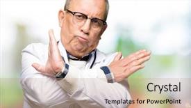  Presentation with medical sign - Colorful slide set enhanced with coat rejection expression crossing arms backdrop and a coral colored foreground