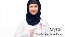  Presentation with pink ribbon breast awareness - Slide set having coat with pink breast cancer background and a white colored foreground