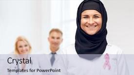  Presentation with pink ribbon breast awareness - Slide set enhanced with coat with pink breast cancer background and a light blue colored foreground