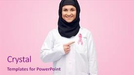  Presentation with pink ribbon breast awareness - Presentation design featuring coat with pink breast cancer background and a lemonade colored foreground