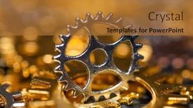  Presentation with golden - Theme enhanced with coated-petal-cog background and a red colored foreground