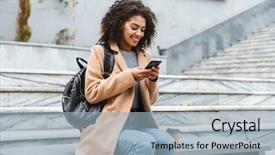  Presentation with cheerful - PPT layouts with coating - cheerful young african woman wearing background and a  colored foreground