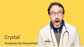  Presentation with right middle lobe - PPT layouts featuring coating - handsome middle age doctor man background and a yellow colored foreground