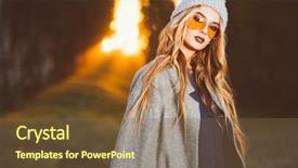  Presentation with autumn - Beautiful PPT theme featuring coats - autumn fashion fashionable young woman backdrop and a tawny brown colored foreground
