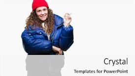  Presentation with curly hair - Slides having coats - beautiful young brunette curly hair background and a white colored foreground