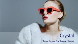  Presentation with beauty - Colorful PPT layouts enhanced with coats - gorgeous blonde woman posing backdrop and a sky blue colored foreground