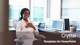  Presentation with doctor office - Presentation theme having coats - portrait of female doctor wearing background and a ocean colored foreground