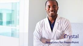  Presentation with exam - Audience pleasing PPT theme consisting of coats - portrait of male doctor wearing backdrop and a sky blue colored foreground