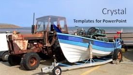  Presentation with old england - Slide deck enhanced with cobble-landing-in-filey-boat background and a light blue colored foreground