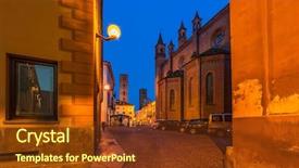  Presentation with church medieval - PPT layouts featuring cobbled street among houses church background and a  colored foreground