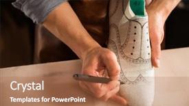  Presentation with handicraft - Audience pleasing theme consisting of cobbler drawing new design backdrop and a coral colored foreground