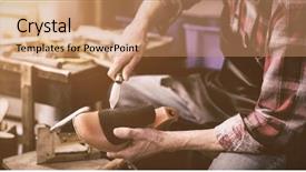  Presentation with shoe - Cool new slide set with cobbler holding a knife backdrop and a coral colored foreground