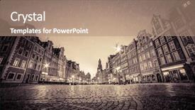  Presentation with rain - Audience pleasing presentation theme consisting of cobblestone historic old town backdrop and a coral colored foreground