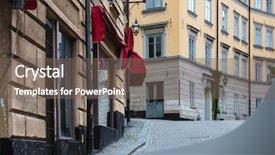  Presentation with pavement - Colorful presentation theme enhanced with cobblestone pavement in the old backdrop and a violet colored foreground