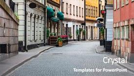  Presentation with pavement - Cool new slide set with cobblestone pavement in the old backdrop and a gray colored foreground