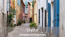  Presentation with old buildings - Slide deck having cobblestone street with colourful buildings background and a gray colored foreground