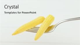  Presentation with sweet corn - PPT theme featuring cobs of sweet baby corn background and a white colored foreground