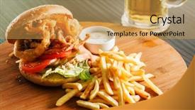  Presentation with burger fries - Audience pleasing PPT theme consisting of coca cola - burger with french fries backdrop and a yellow colored foreground