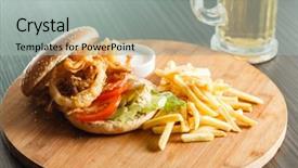  Presentation with burger fries - Cool new slide deck with coca cola - burger with french fries backdrop and a light gray colored foreground