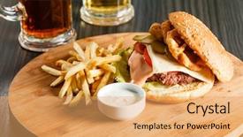  Presentation with burger fries - Colorful presentation theme enhanced with coca cola - burger with french fries backdrop and a yellow colored foreground