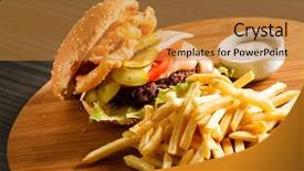  Presentation with burger fries - PPT layouts featuring coca cola - burger with french fries background and a gold colored foreground