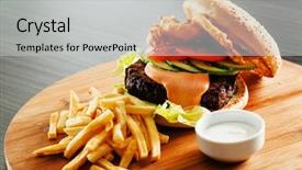  Presentation with burger - Beautiful theme featuring coca cola - burger with french fries backdrop and a light gray colored foreground
