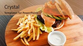  Presentation with burger fries - Theme having coca cola - burger with french fries background and a gold colored foreground