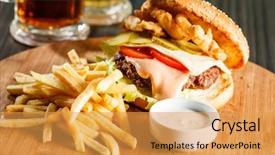  Presentation with burger fries - PPT theme featuring coca cola - burger with french fries background and a yellow colored foreground