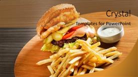  Presentation with burger fries - Colorful PPT theme enhanced with coca cola - burger with french fries backdrop and a gold colored foreground