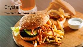  Presentation with burger fries - PPT theme featuring coca cola - burger with french fries background and a red colored foreground