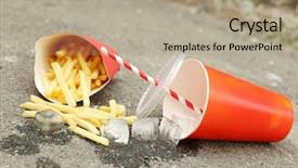  Presentation with fast food - Slide deck consisting of coca cola - fast food litter background and a mint green colored foreground