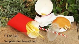  Presentation with fast food - PPT layouts consisting of coca cola - fast food litter background and a coral colored foreground