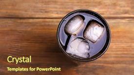  Presentation with water glass - Amazing PPT theme having coca cola - glass of water with ice backdrop and a tawny brown colored foreground