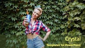  Presentation with soda - PPT theme having coca cola - happy beautiful pin up girl background and a tawny brown colored foreground