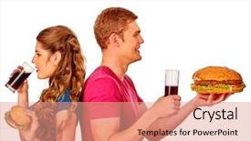  Presentation with gaz - Slide set with coca cola - young man and woman holding background and a coral colored foreground