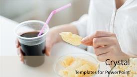  Presentation with junk food - Theme with cocacola - people fast food junk-food background and a lemonade colored foreground