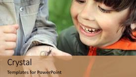  Presentation with children and social learning - Presentation design featuring cochlea - children learn snail focus background and a coral colored foreground