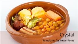  Presentation with spanish - Presentation design featuring cocido de madrid traditional spanish background and a red colored foreground