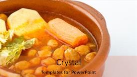  Presentation with spanish - Presentation design with cocido de madrid traditional spanish background and a gold colored foreground