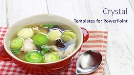  Presentation with soup - Beautiful slides featuring cock-a-leekie-soup-scottish backdrop and a sky blue colored foreground