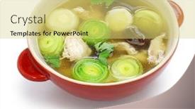  Presentation with soup - Theme with cock-a-leekie-soup-scottish background and a yellow colored foreground