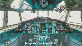  Presentation with cockpit - Colorful theme enhanced with cockpit-of-an-old-airplane backdrop and a ocean colored foreground