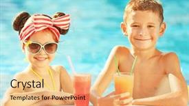  Presentation with cocktail party - Slide set consisting of cocktail at swimming pool background and a coral colored foreground