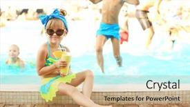  Presentation with cocktail party - Slide set enhanced with cocktail at swimming pool background and a coral colored foreground